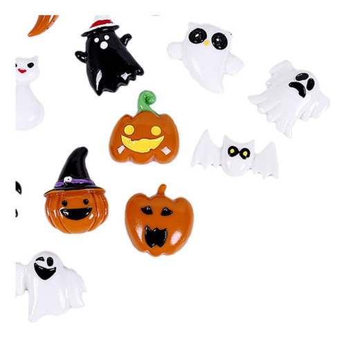 20 Piezas Resina Halloween Mixto Calabaza Cabujón Flatback