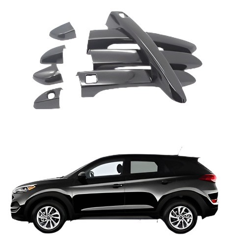 Negro Para 2016-2017 Hyundai Tucson Puerta Manija Cubierta A