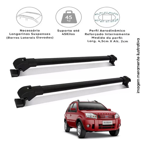 Travessa Rack Bagageiro Ecosport 2010 2011 2012 Slim Preto