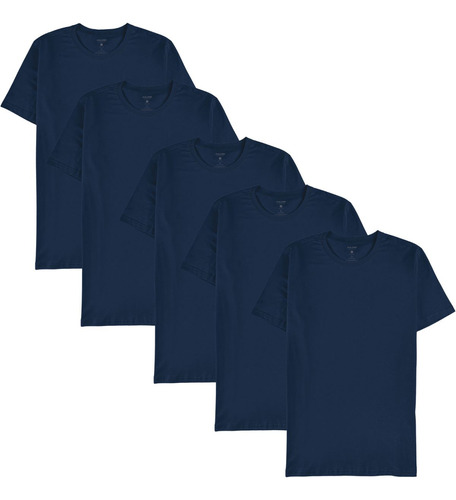Kit 5 Camiseta Basica Masculina Malwee 100% Algodão