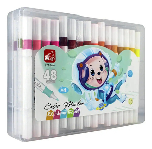 Estuche Con 36 Marcadores De Doble Punta De Colores Kawaii