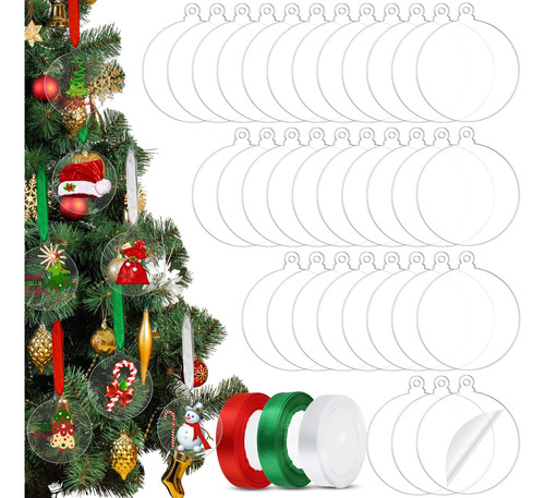 Adornos Acrílicos De Navidad De Macarrie 100 Pcs En Blanco A