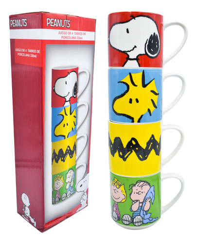 Juego De 4 Tazas De Peanuts 330ml Color Blanco