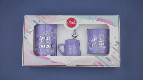Set Caja Regalo Matero Yerbera Azucarera Mate Bombilla Madu