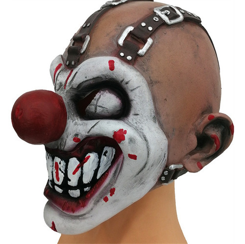 Máscara De Carnaval Palhaço Assassino Crazy Clown Full Látex Cor Creme Palhaço Caolha