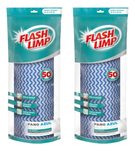 Pano para limpeza Flash Limp Pano de limpeza pano azul esverdeado pacote x 50
