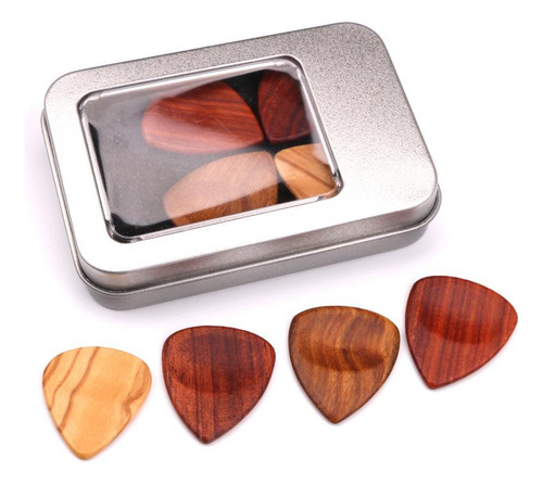 4 Piezas PĂșa Picks Plectro Con Caja De Hierro Set