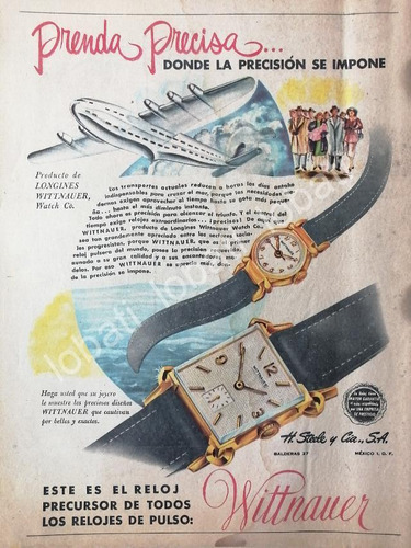 Cartel De Relojes Wittnauer 1950 Importadora H. Steele