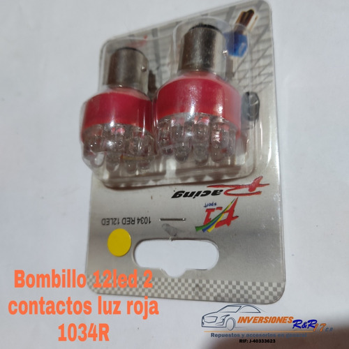 Bombillo 1034 12led 2 Contactos Luz Rojo 