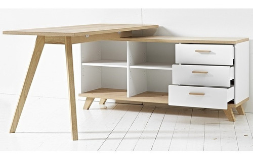 Ziza Escritorio Rinconero Estilo Escandinavo Madera Natural