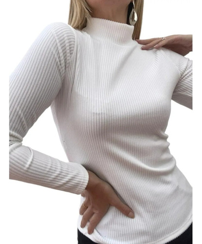 Polera De Morley. Cuello Media.pomera .super Calentitas Blanco Unico