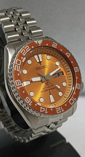 Reloj Automático Seiko Prospex Diver's Gmt 200m Plateado Naranja Naranja (Usado)