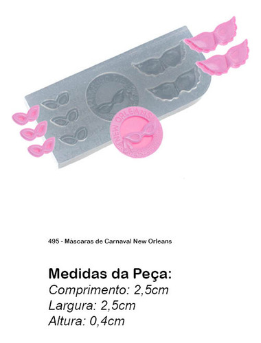 Molde para artesanatos reutilizável Flexarte de 5 cavidades - cinza