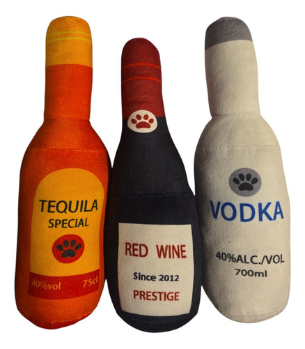 Peluche Mascota Con Chifle Botella Negro Botella Vino