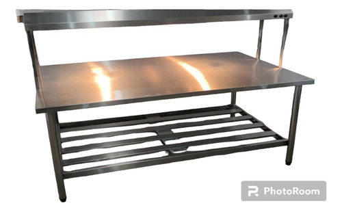 Mesa De Serviço Inox 304 Tampo Aquecido Com 3 Lâmpadas