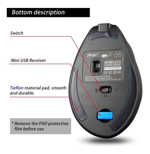 Imagen 6 de 10 de Ratón Inalámbrico Vertical Ratón Ergonómico Recargable 2.4g
