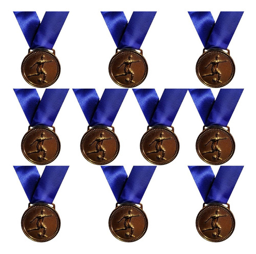 10 Medalhas Vitória 50002 Bronze 50mm Futsal Futebol Premio