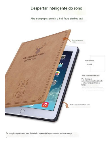 Funda sencilla con forma de cabeza de ciervo para iPad de 9ª, 8ª y 7ª generación, color gris