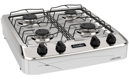 Fogão Portátil Esmaltec Laguna 4 Bocas Manual Mesa Aço Inox