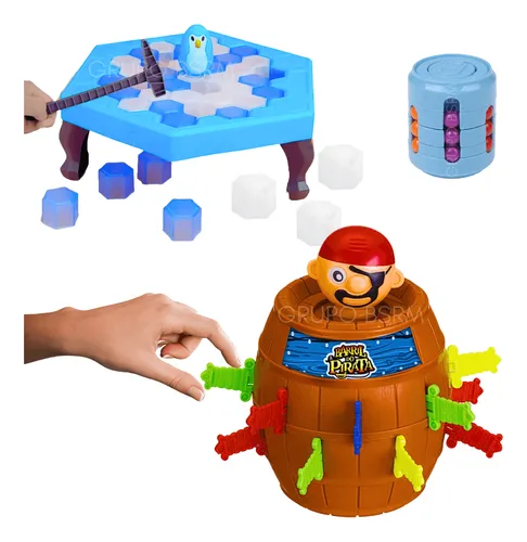 Kit 2 Jogos Brinquedo Pinguim Numa Fria Quebra Gelo Criança + Jogo