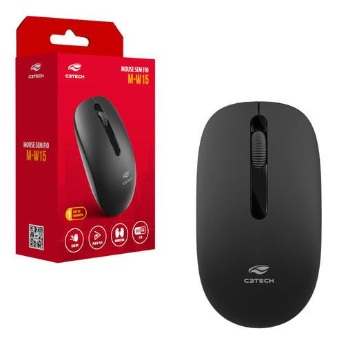 Mouse Sem Fio Preto Barato Macio Wireless 1000dpi Com Pilhas