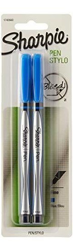 Sharpie Pluma De Punto De Pluma Fina, 2 Bolígrafos Azul (1.7