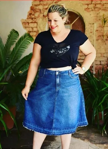 Saia Jeans Cambos Plus Size Do Tamanho 48 Ao 58