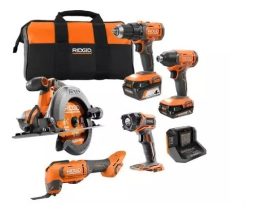 Ridgid Combo 18v 5 Herramientas  Baterías 2ah Combo