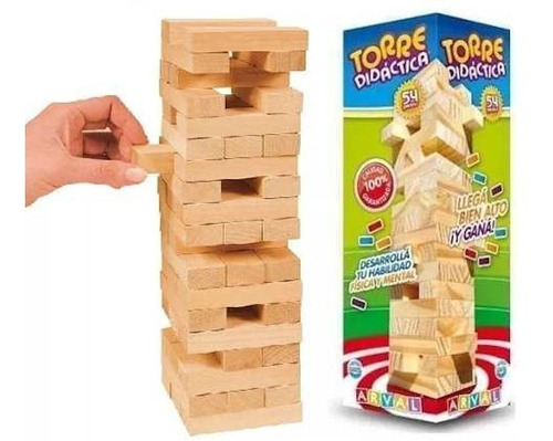 Jenga Torre Didactica Arval Madera 54 Piezas Yenga