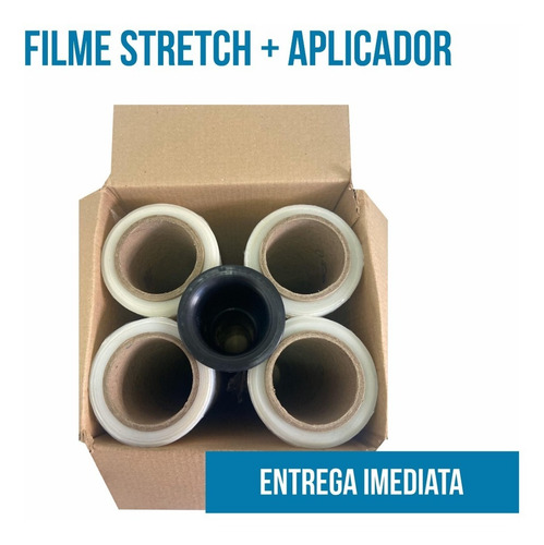 4 Bobina Filme Stretch 500 X 0,25 (gratis 1 Aplicador) Forte