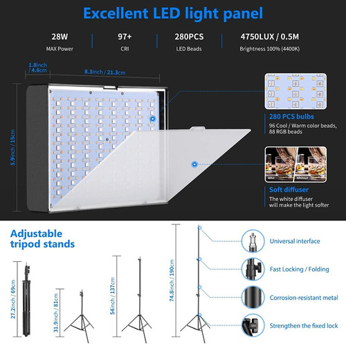 Set De Iluminación Neewer Con 2 Panel Rgb P280