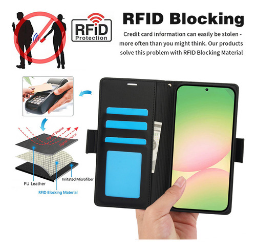 Funda De Piel Tipo Cartera Con Tapa Para Samsung Galaxy A56 A36 A26 A16 A06