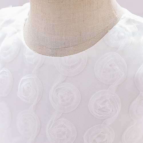Vestido De Fiesta Esponjoso Para Bebé Con Bordado De Flores