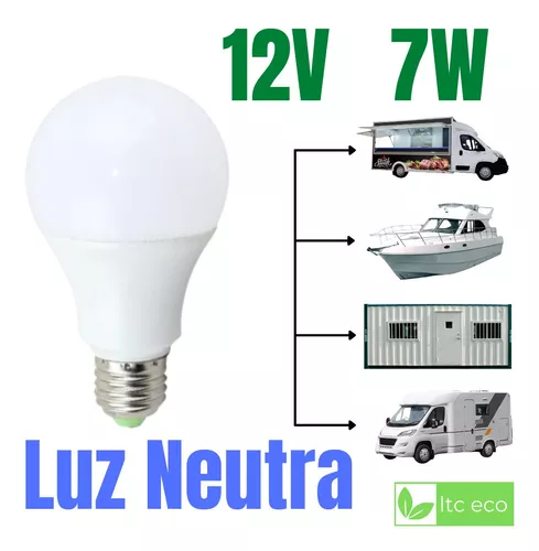 Bombilla LED A60 12V 7W 3000K para instalaciones solares