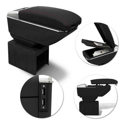Encosto Apoio Braço Universal 7 Usb Courvin Preto