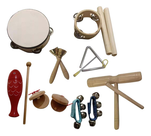 Juego De Instrumentos Musicales De Madera De 9 Piezas