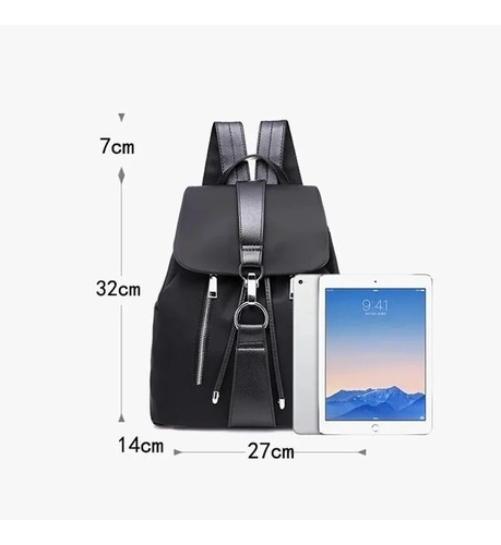 Imagen 5 de 9 de Mochila Mujer Impermeable Bolso Dama Eco Cuero Cod 3912