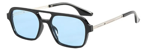 Óculos De Sol Bulier Modas Turim, Cor Azul E Preto Armação De Acetato, Lente De Policarbonato Haste De Acetato