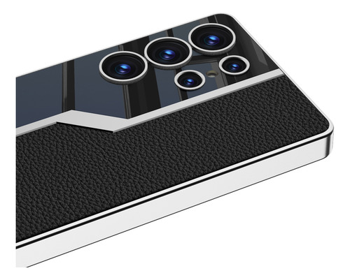 Funda Rígida Para Teléfono Para Samsung Galaxy S25 Ultr De Piel Sintética De Lujo Con Marco Galvanizado Con Lápiz Táctil