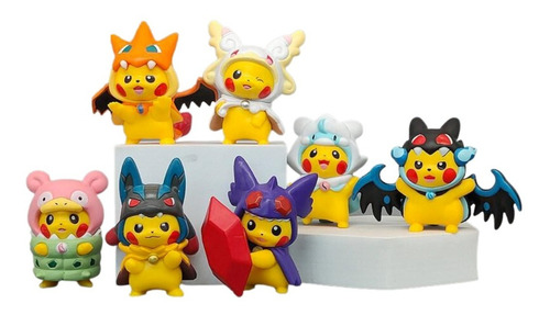 Set 7 Figuras Pokemon Pikachu Cosplay Anime Coleccion Gengar