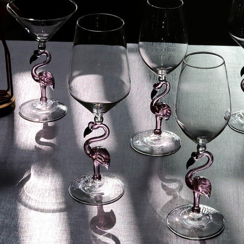 2x Pink Flamingo Cocktail Glass Martini Goblet Para Acción