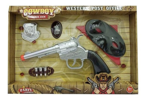 Revolver Juguete Cowboy Vaquero Nene Sheriff Pistola Antifaz