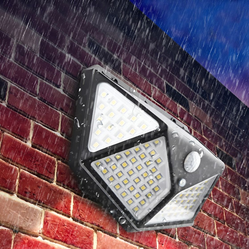 Kit 6 Foco Solar 100 Led Fotocelula C/ Sensor Movimiento Ax® Estructura Negro