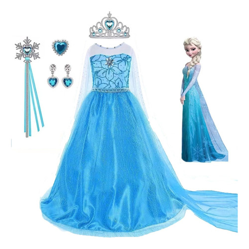 Disfraz De Princesa Elsa, Para Niñas, Fiesta De Cumpleaños,