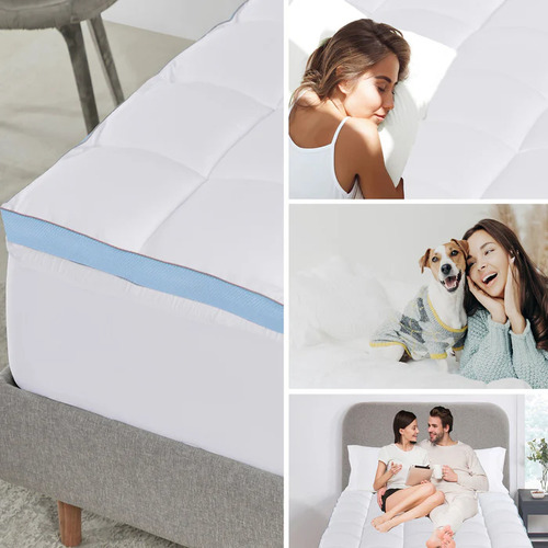 California Design Den Cubre Colchon California King Color Blanco Diseño De La Tela Liso Tamaño Del Colchón Súper King