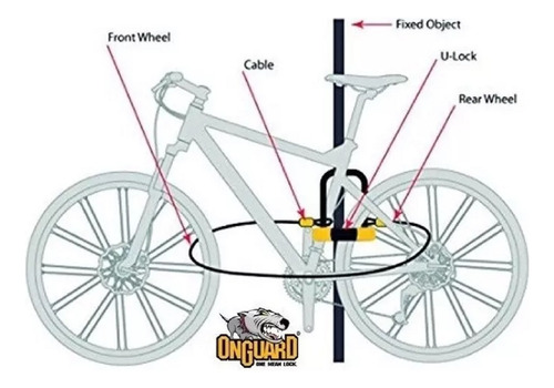 Imagen 3 de 5 de Candado Tipo U Onguard 8015m Para Bicicleta