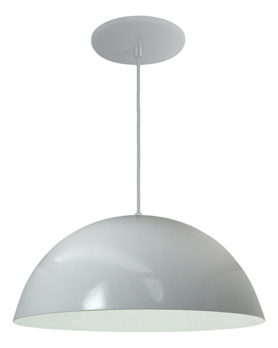 Luminária Pendente Meia Lua 34cm Int Branco Fiação 110/220 Estrutura Branco Brilho