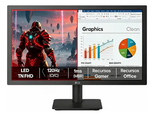 Monitor Gamer LG 22 22u403a Full HD 120Hz 1ms HDMI Preto