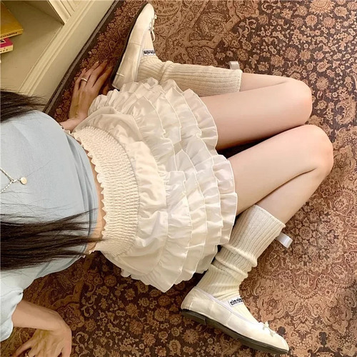 Minifalda De Tarta Con Volantes Y Cintura Alta Para Mujer En