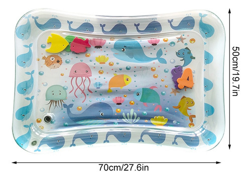 Colchoneta Inflable Bebé 50x70cm Tipo H Pad Agua Vida Marina Azul